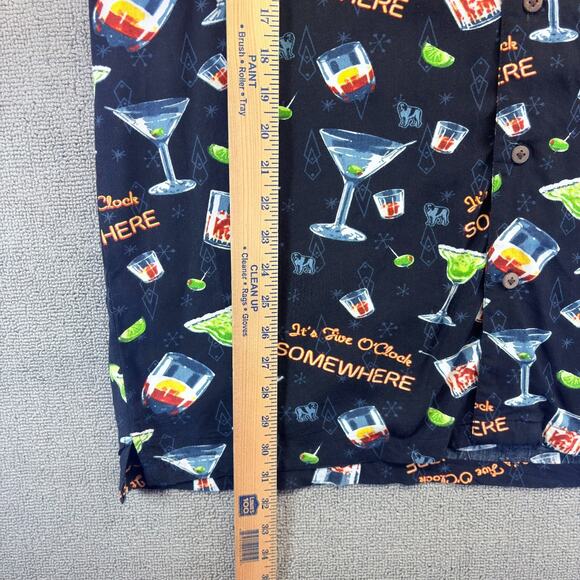 Big Dogs Hawaiian Shirt Men's Large Black "It's 5 o'clock Somewhere" Beach Party - Picture 4 of 6